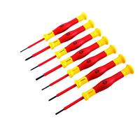 C.K T4897 VDE Precision Screwdriver, Red/Yellow/Black, Set of 7 Piece