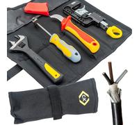 C.K Tools Complete SWA Termination Kit for Professional Electricians - Includes Armourslice Evo Armoured Cable Stripper, VDE Sheath Knife, Slim Jaw Wrench, Gland Wrench in Handy Tool Roll, CK T5992