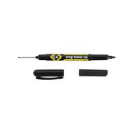C.K Tools Double Ended Marker Pen Black, Long Nib and Bullet Tip, Permanent Waterproof Quick Dry Ink for Carpenter, Electrical, Construction, Jobsite Bracket, Batten and Drill Hole Marking, CK T3593