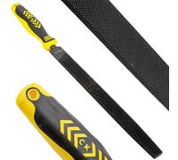 C.K Tools Engineers File 250mm Bastard Cut Flat Safe Edge, High Carbon Black Oxide Steel, Ergonomic Two Component Grip, Secure Tang Bond, Lanyard Compatible Safety on Scaffolding Ladders CK T0080A 10B