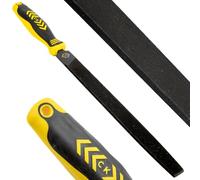 C.K Tools Engineers File 250mm Second Cut Flat Safe Edge, High Carbon Black Oxide Steel, Ergonomic Two Component Grip, Secure Tang Bond, Lanyard Compatible Safety on Scaffolding Ladders, CK T0080A 10