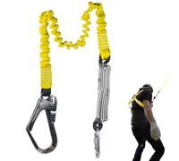 C.K Tools Fall Arrest Lanyard with Shock Absorber, Elasticated High-Tensile Polyester Webbing, 1.8m with 52mm Scaffold Hook & 19mm Carabiner, EN354 EN355 CE2834, Work at Height PPE, CK T8008