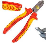 C.K Tools Redline VDE Side Cutters for Electricians, Hard Wire, 160 mm | Individually Tested to 10,000 V, Cuts 2.0 mm Hard Wire and 2.8 mm Medium-Hard Wire, Made in Germany, for Live Work to 1,000 V