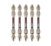 C.K Tools Vorteck Double Ended Impact Screwdriver Bits PZ2, 65 mm Pozidriv Bit Set for Impact Drivers, 1/4 inch Hex Quick Lock Shank, Magnetic Torsion Zone, Pack of 5 CK T4481 DEPZ2L06D5