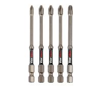 C.K Tools Vorteck Impact Screwdriver Bits PZ Mix, 90 mm Pozidriv Bit Set for Impact Drivers, 1/4 inch Hex Quick Lock Shank, Magnetic Torsion Zone, Long Reach, Pack of 5 CK T4470 PZML09D5