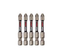 C.K Tools Vorteck Impact Screwdriver Bits PZ2, 50 mm Pozidriv Screwdriver Bit Set for Impact Drivers, 1/4 inch Hex Quick Lock Shank, Magnetic Torsion Zone, Pack of 5 CK T4470 PZ2L05D5
