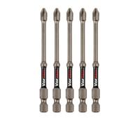 C.K Tools Vorteck Impact Screwdriver Bits PZ2, 90 mm Pozidriv Screwdriver Bit Set for Impact Drivers, 1/4 inch Hex Quick Lock Shank, Magnetic Torsion Zone, Pack of 5 CK T4470 PZ2L09D5