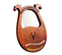 C key, 16 strings wooden lyre harp sound box string instrument with tuning key, 3 picks, stickers, extra set of strings,16 strings lyre harp with picks