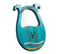 C key, 16 strings wooden lyre harp sound box string instrument with tuning key, 3 picks, stickers, extra set of strings,16 strings lyre harp with picks
