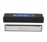 C Key Harmonica, 24-Hole Polyphonic for Students and Beginners, Made of High-Quality Resin, Double-Row Blowing Hole Design, Professional Tuning, Silver/Blue/Black Options (Silver)