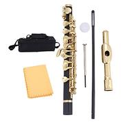 C Key Piccolo with Case, Joint Grease, Cleaning Stick, Polish Cloth, Screwdriver Plated, Ideal for Intermediate Flute Players (Gold)