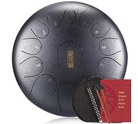 C Key Steel Tongue Drum 12.5 Inch 13 Notes, For Concert Mind Healing Yoga Meditation, With Carry Bag, 2 Drumsticks, Tutorial Book, Note Stickers, Finger Picks (Color : Silver)
