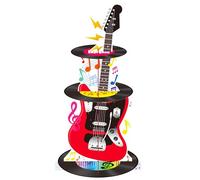 C L cooper life 3 Tier Guitar Cupcake Stand for Guitar Birthday Party Decoration Vinyl Record Music Note Cupcake Holder Music Theme Dessert Tower for Guitar Music Theme Party Baby Shower Supplies