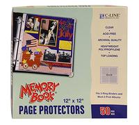 C-line 12 x 12 Inch 3 - Ring Post Bound Use Memory Book with Top - Load Page Protectors - Clear (Pack of 50)