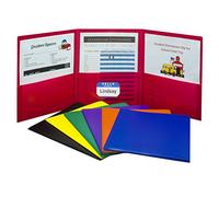 C-Line 3-Pocket Tri-Fold Heavyweight Poly Portfolios, Assorted Colors, Pack of 24 (33940-24)