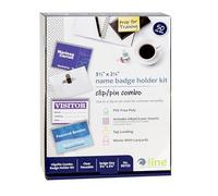 C-Line Name Badge Kit with Inserts, Top Load, 3-1/2" x 2-1/4", Clear, Combo Clip/Pin, Box of 50 (95723)