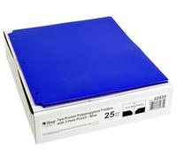 C-Line Two-Pocket Heavyweight Poly Portfolio Folder with Three-Hole Punch, Box of 25, Blue (32935)