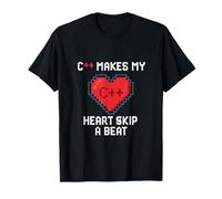 C++ Makes My Heart Skip a Beat Pixel Art T-Shirt