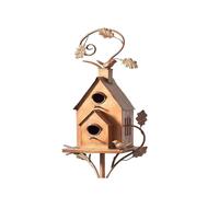 ( C) Metal Birdhouse Stake for Outdoors Rustic Bird House Stand Decor