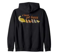 C’mon Get Happy Retro Quail Family Cute Design Zip Hoodie