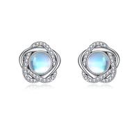 C-Moonstone Sterling Silver Stud Earrings - Moonstone Jewellery Gifts for Women