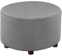 C/N Round Elastic Ottoman Cover Ottoman Cover Ottoman Pouffe Round Footstool Cover Light Grey