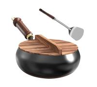 C- Non Stick Kitchen Iron Cookware | Fry Bottom Pan with Lid Spatula, Cookware Supplies for All Stoves, Electric Cooktops, Camping BBQ at gr