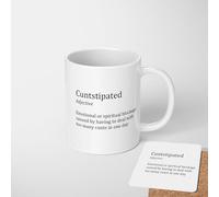 C*ntstipated Mug - Funny Wiki-Style Definition Design - 11oz Standard or Heat-Changing Mug - Optional Matching Coaster - Rude Gift for Friends or Colleagues - Office Desk or Home Coffee Cup