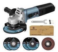 C P CHANTPOWER 115mm 900W Corded Angle Grinder Power Tool with 5X Wheels | 2X Cutting Wheel, 2X Grinding Wheel, 1X Flap Discs and Side Handle, Ideal for Metal Cutting, Grinding & Polishing