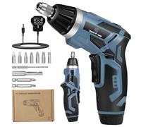 C P CHANTPOWER Cordless Electric Screwdriver Set, 6 +1 Torque Setting Rechargeable 4V Small Screwdriver with 11 Accessories, Flashlight and Charger Blue