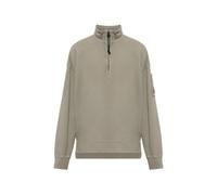 C.P. Company brushed and emerized diagonal fleece mixed boxy half zip Lens sweatshirt - Green S-M-L