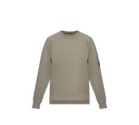 C.P. Company brushed and emerized diagonal fleece mixed boxy Lens crewneck sweatshirt - Neutrals S-M-L-XL-XXL