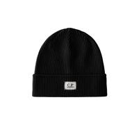 C.P. Company Kids logo-patch cotton beanie - Black XS-S-M