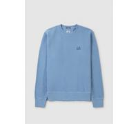 C.P. COMPANY Mens Brushed & Emerized Diagonal Fleece Logo Sweatshirt In Riviera Mens Clothing Size: L, Colour: Blue Fabric