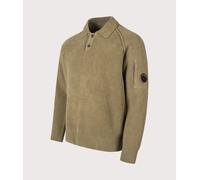 C.P. Company Mens Chenille Cotton Polo Jumper - Colour: 340 Ermine - Size: Large