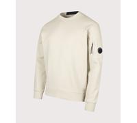 C.P. Company Mens Diagonal Raised Fleece Crewneck Lens Sweatshirt - Colour: 120 Silver Birch - Size: Medium