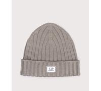 C.P. Company Mens Extrafine Merino Wool Logo Beanie - Colour: 356 Fallen Rock - Size: One Size