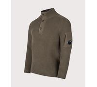 C.P. Company Mens Full Rib Cotton Half Button Lens Jumper - Colour: 683 Ivy Green - Size: Large
