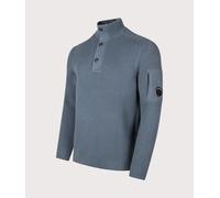 C.P. Company Mens Full Rib Cotton Half Button Lens Jumper - Colour: 871 Orion Blue - Size: Large