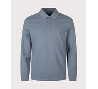 C.P. Company Mens Long Sleeve Stretch Piquet Logo Polo Shirt - Colour: 871 Orion Blue - Size: Medium