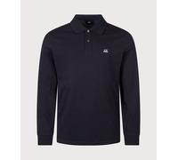 C.P. Company Mens Long Sleeve Stretch Piquet Logo Polo Shirt - Colour: 888 Total Eclipse - Size: Large