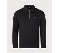 C.P. Company Mens Long Sleeve Stretch Piquet Zip Polo Shirt - Colour: 999 Black - Size: Medium