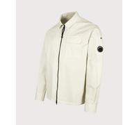 C.P. Company Mens Organic Gabardine Zipped Lens Overshirt - Colour: 120 Silver Birch - Size: Large