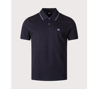 C.P. Company Mens Stretch Piqué Logo Polo Shirt - Colour: 888 Total Eclipse - Size: Medium
