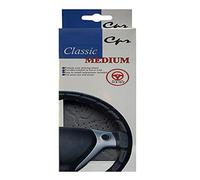 C.P.R. DIY Classic Grip Synthetic Leather Old School Wrap Steering Wheel Cover (Medium (14.5"-15.5" ND), Gray)