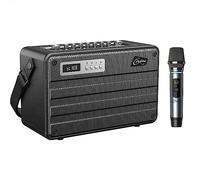 C.Perkins - ROADY-FL - The ALL-IN-ONE professional 100W, battery powered, 1 UHF wireless microphone and a range of features - Bluetooth, USB, Jack, Micro-SD - Black Leather