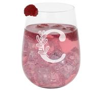 C Personalised Monogram Initial Etched Gin Glass - Engraved Name Stemless Birthday Gift for Her or Him - Custom Name Personalised Initial Engraved 590ml