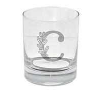 C Personalised Monogram Initial Etched Whisky Glass Engraved Name Tumbler Glass Birthday Gift for Her or Him Custom Name Gift for Her or Him Personalised Initial Engraved Whisky Whiskey Glass Tumbler