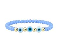C·QUAN CHI Crystal Strand Bracelet Women Rubber Evil Eye Beads Bracelet Golden Miyuki Beads Stackable Summer Jewelry, Average, Crystal,Tila Beads, no gemstone