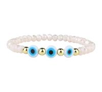 C·QUAN CHI Crystal Strand Bracelet Women Rubber Evil Eye Beads Bracelet Golden Miyuki Beads Stackable Summer Jewelry, Average, Crystal,Tila Beads, no gemstone